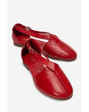 Fable Leder Ballerina mit Seitlichem Ausschnitt