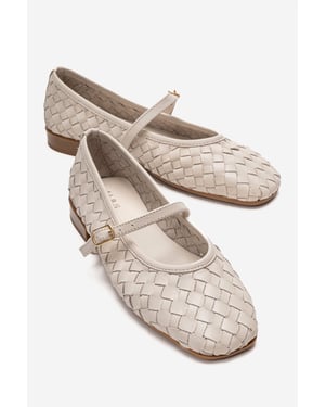 Yevora Leder Geflochtener Riemen Ballerina