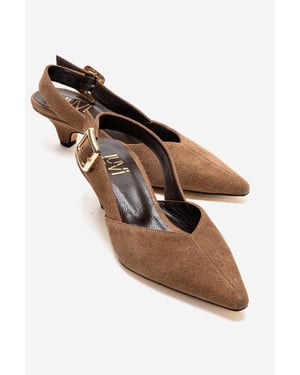 Dioris Leder-Slingback-Kitten-Heel-Pumps