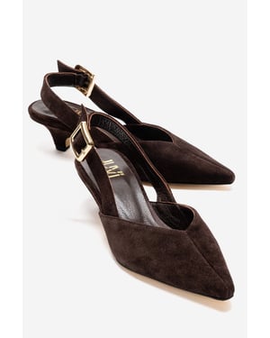 Dioris Leder-Slingback-Kitten-Heel-Pumps