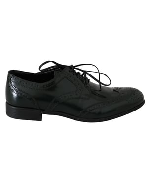 Dolce & Gabbana Grüne Leder Brogue Oxford Wingtip Schuhe