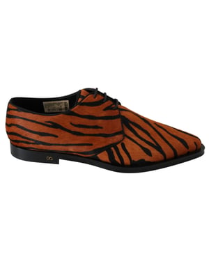 Dolce & Gabbana Orange Ponyhaar Formal Dress Broque Schuhe