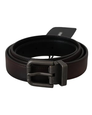 Dolce & Gabbana Solid brauner Leder-Gürtel mit grauer Schnalle