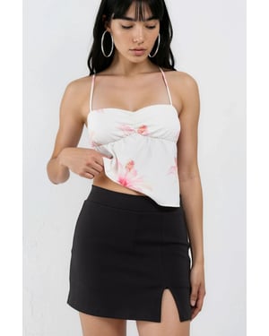 Hochtaillierter Mini-Skort mit Schlitz