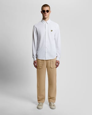 Schlichte Leinenmischung-Hose mit geradem Bein