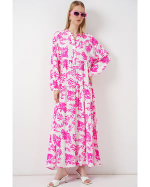 Gemustertes V-Ausschnitt Maxikleid