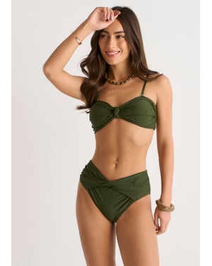 Bikini-Oberteil in Olivgrün mit Knotenverschluss vorne