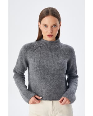 Damen verkürzter strukturierter Strickpullover