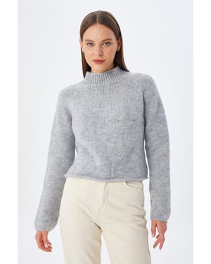 Damen Gestreifter Strickpullover mit verkürztem Schnitt