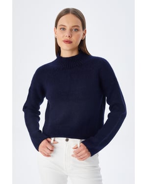 Damen verkürzter strukturierter Strickpullover