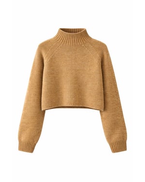 Damen verkürzter strukturierter Strickpullover