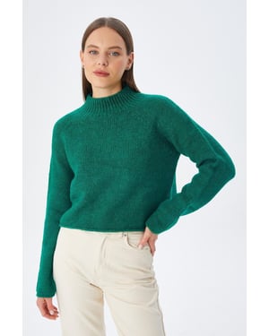 Damen Gestreifter Strickpullover mit verkürztem Schnitt