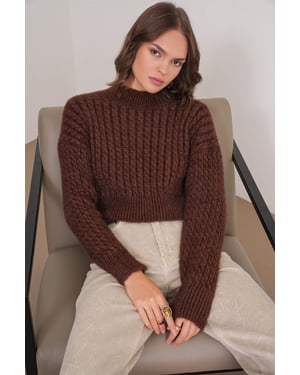 Kabelstrickmuster Cropped Pullover