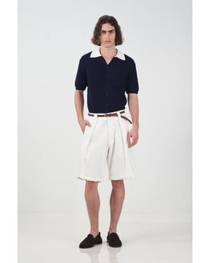 Hochtaillierte weite Baumwoll-Chino-Shorts