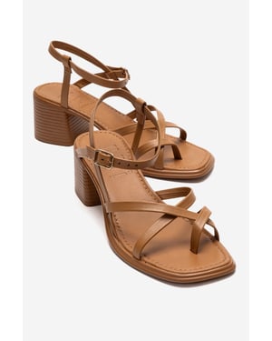 Lavish Leder Blockabsatz Sandale (Damen)