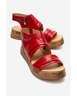 Lunas Leder Side-Zip Flach Absatz Sandale