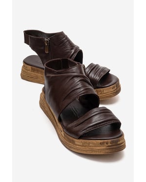 Lunas Leder Side-Zip Flach Absatz Sandale