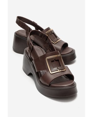 Lucia Leder Schnalle Plateau Sandale