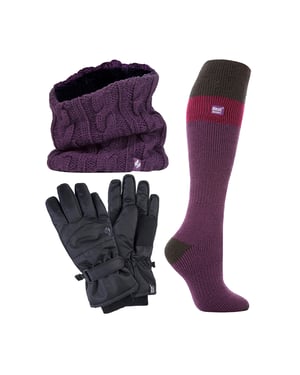 Damen Skiset Nackenwärmer Handschuhe & Thermo Skisocken Winterbekleidung