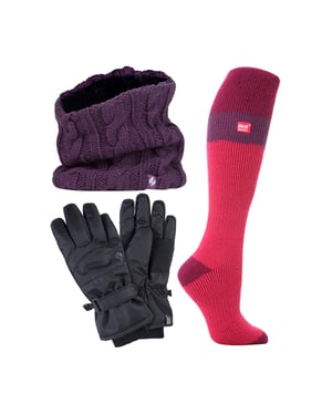 Damen Ski Set Halswärmer Handschuhe & Thermo Ski Socken Winterbekleidung