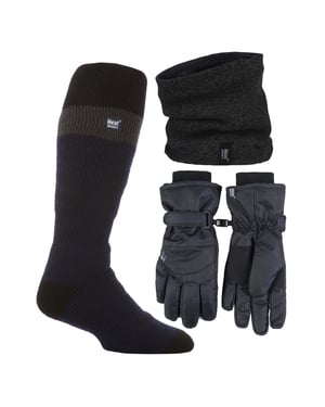 Herren Ski-Set mit Halswärmer, Handschuhen und thermischen Ski-Socken für die Winterkleidung