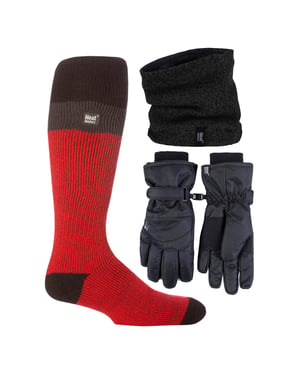 Herren Ski Set: Halswärmer, Handschuhe & Thermo-Ski-Socken Winterbekleidung
