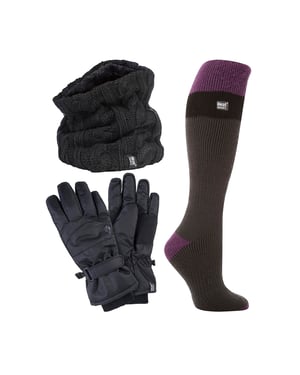 Damen Ski Set Halswärmer Handschuhe & Thermo Ski Socken Winterbekleidung