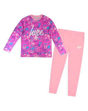Mädchen 100% Baumwolle Kritzel Pink Pyjama Set Langarm Nachtwäsche