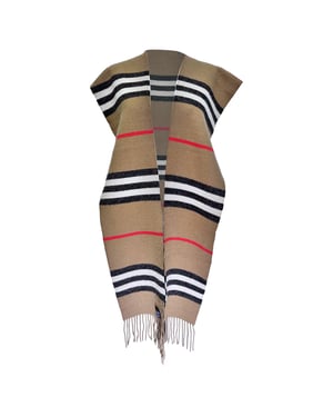 Burberry Icon Streifenmuster Schal aus beigefarbenem Merinowolle