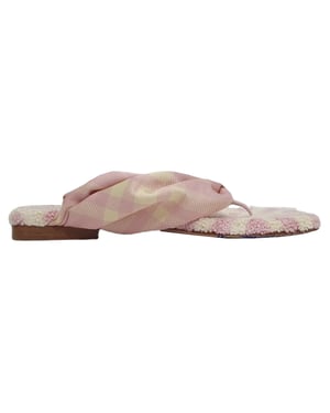 Burberry Check-Muster Druck Offene Zehen Ballerinas aus Pinkem Baumwollstoff