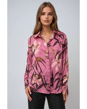 Satin Bedruckte Langarmbluse