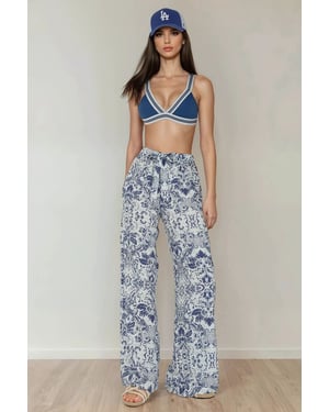 Bedruckte Weite Beinen Hose mit Kordelzug