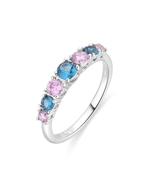 Luxenter-Ring aus Metalllegierung und mehrfarbigem Zirkonia mit Rhodium - Zebe