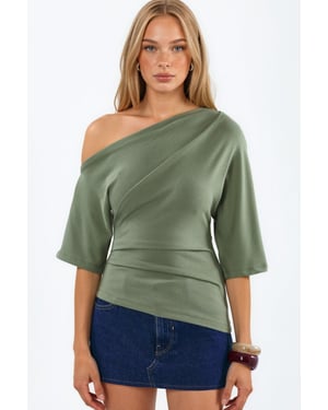 Damen Boot-Ausschnitt Kurzarm Strickbluse
