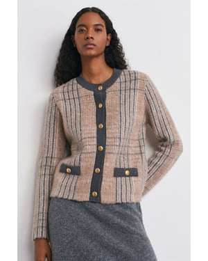 Karierter Jacquard-Pullover mit Rundhalsausschnitt