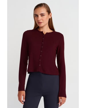 Rippstrick-Cardigan mit Knopfverschluss