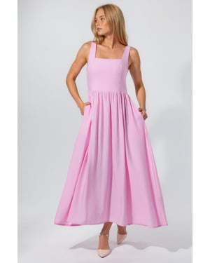 Kombinierbares Midi-Kleid mit quadratischem Kragen