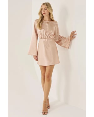 Mini-Satin-Kleid mit Engelärmeln