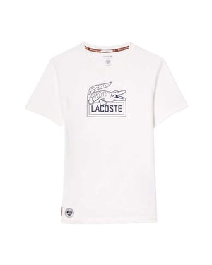 Lacoste - "Roland Garros Edition" T-Shirt für Herren/Damen Unisex, Regulär (Weiß)