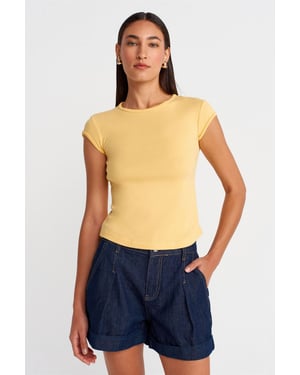 Damen Slim Fit Baumwoll Rundhals T-Shirt