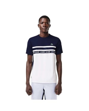 Lacoste - T-Shirt für Herren, Piqué (Weiß/Dunkles Marineblau)