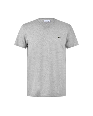 Lacoste - "Pima" T-Shirt für Herren, V-Ausschnitt, Leicht (Silbergrau)