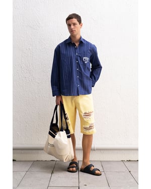 Giesto Destroyed Denim-Shorts - Gelb