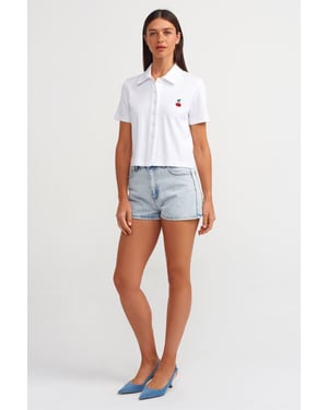 Hochgeschnittene Baumwoll-Denim Mom-Shorts