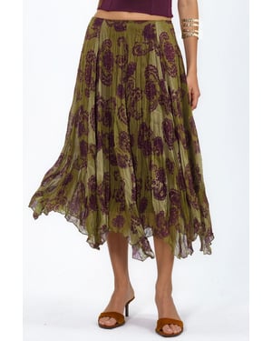 Hochtaillierte Paisley Chiffon Maxi-Rock