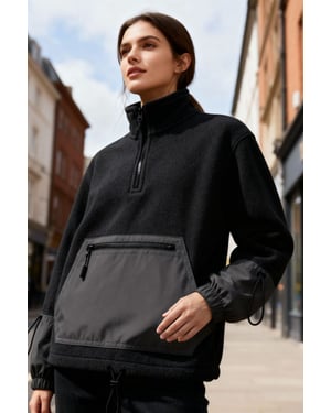 Übergrößen-Plüsch-Half-Zip-Sweatshirt