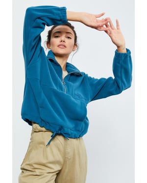 Oversized Half-Zip Plüsch Sweatshirt