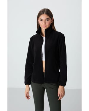 Damen Plüsch Zip-Front Sweatshirt