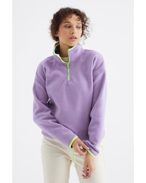 Übergroßer Plüsch-Half-Zip-Pullover