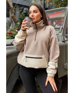 Oversized Plüsch-Half-Zip Sweatshirt
